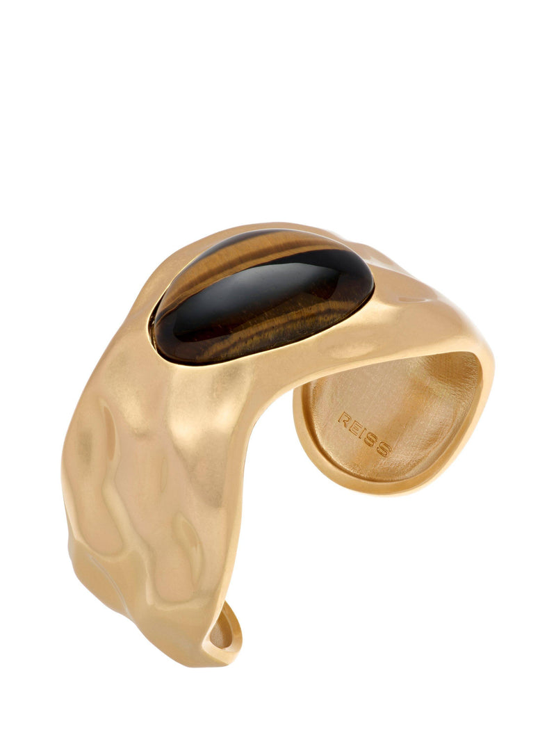 Reiss gold tone cuff bracelet with tiger's eye stone (British brand)