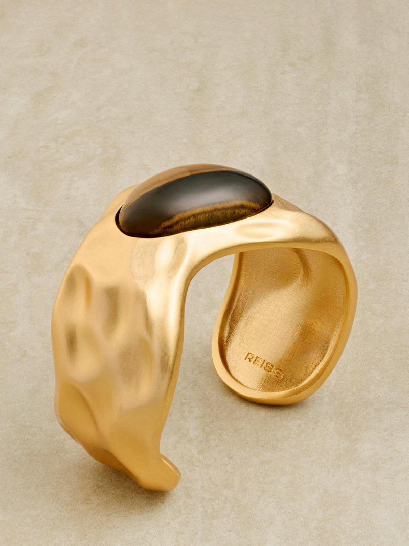 Reiss gold tone cuff bracelet with tiger's eye stone (British brand)