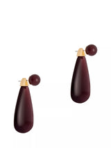John Lewis Reiss Perla Polished Resin Drop Earrings, Burgundy/Gold- Buy online at McGrocer