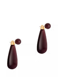 Reiss Perla drop earrings in burgundy and gold tone - British product