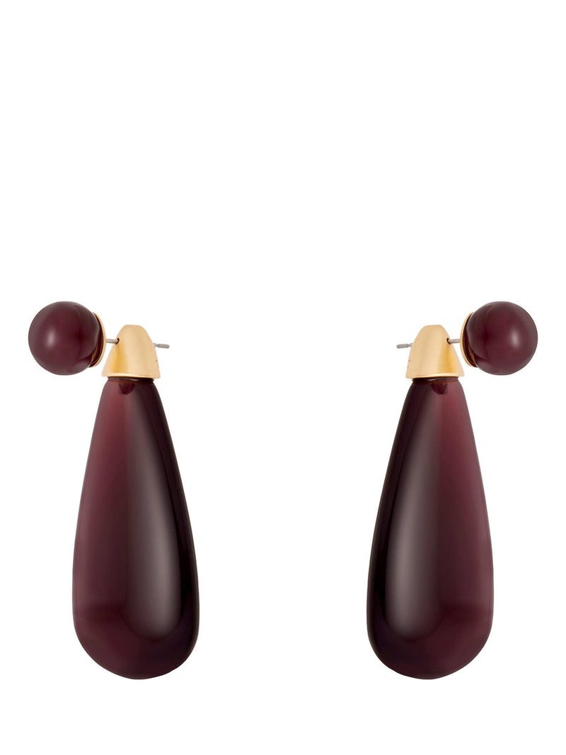 Reiss Perla drop earrings in burgundy and gold tone - British product