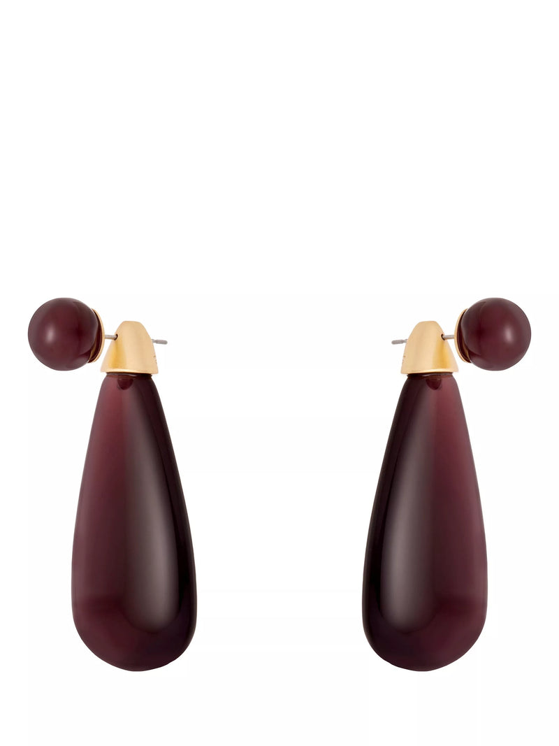 Reiss Perla drop earrings in burgundy and gold tone - British product