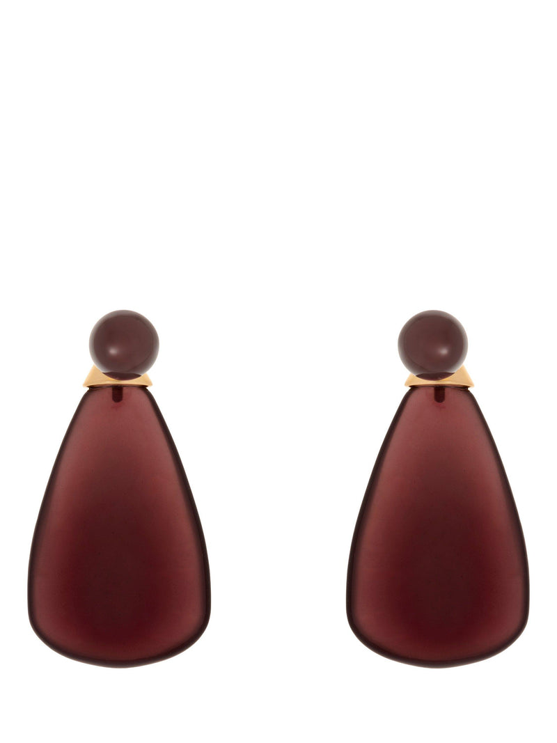 Reiss Perla drop earrings in burgundy and gold tone - British product