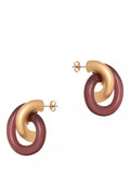 Reiss Pixie knot earrings burgundy gold resin, British brand