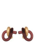 Reiss Pixie knot earrings burgundy gold resin, British brand