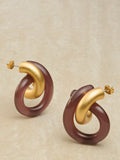 Reiss Pixie knot earrings burgundy gold resin, British brand