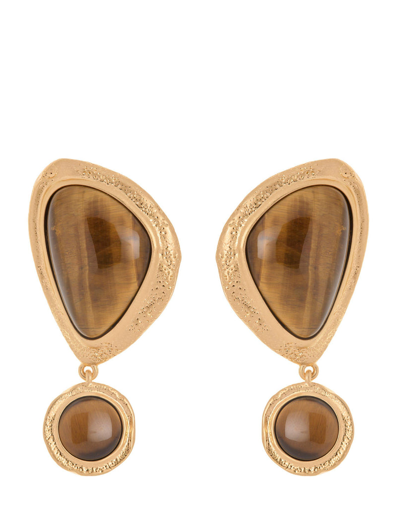 Reiss Tori tumbled stone drop earrings gold, UK version