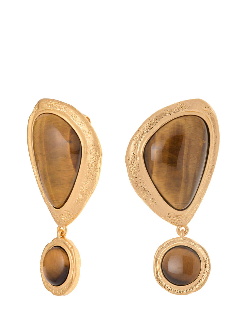 Reiss Tori tumbled stone drop earrings gold, UK version