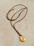 Reiss Opal small organic pendant necklace on leather cord, UK version