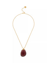 John Lewis Reiss Pia Polished Resin Pebble Chain Pendant Necklace, Gold/Burgundy- Buy online at McGrocer
