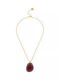 Reiss Pia resin pebble pendant necklace gold burgundy, UK version