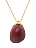 Reiss Pia resin pebble pendant necklace gold burgundy, UK version
