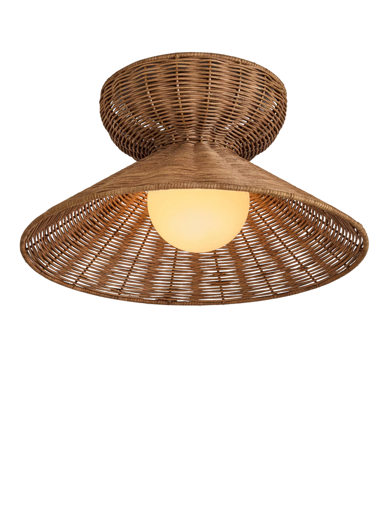 MADE Dorian rattan flush ceiling light natural, UK version