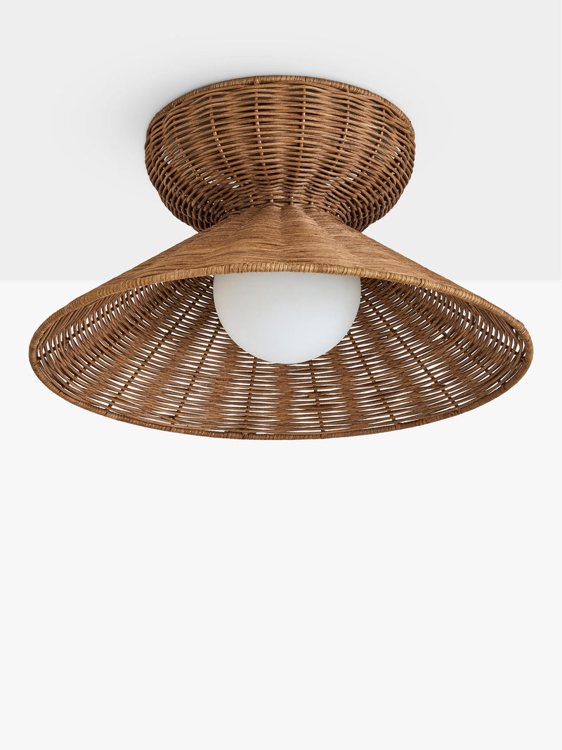MADE Dorian rattan flush ceiling light natural, UK version