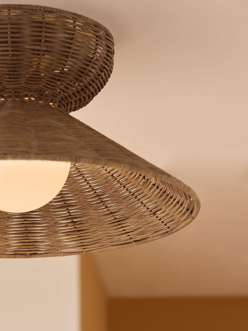 MADE Dorian rattan flush ceiling light natural, UK version
