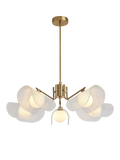 MADE brass chandelier with five fan-shaped glass shades - British product