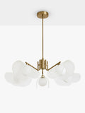 MADE brass chandelier with five fan-shaped glass shades - British product