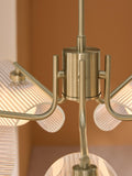 MADE brass chandelier with five fan-shaped glass shades - British product