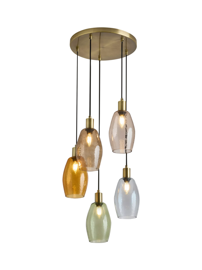 MADE Isla cluster pendant ceiling light with five glass shades - British product