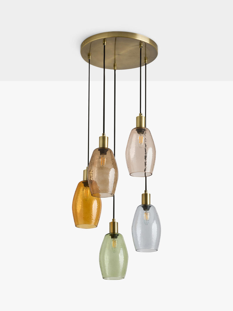 MADE Isla cluster pendant ceiling light with five glass shades - British product