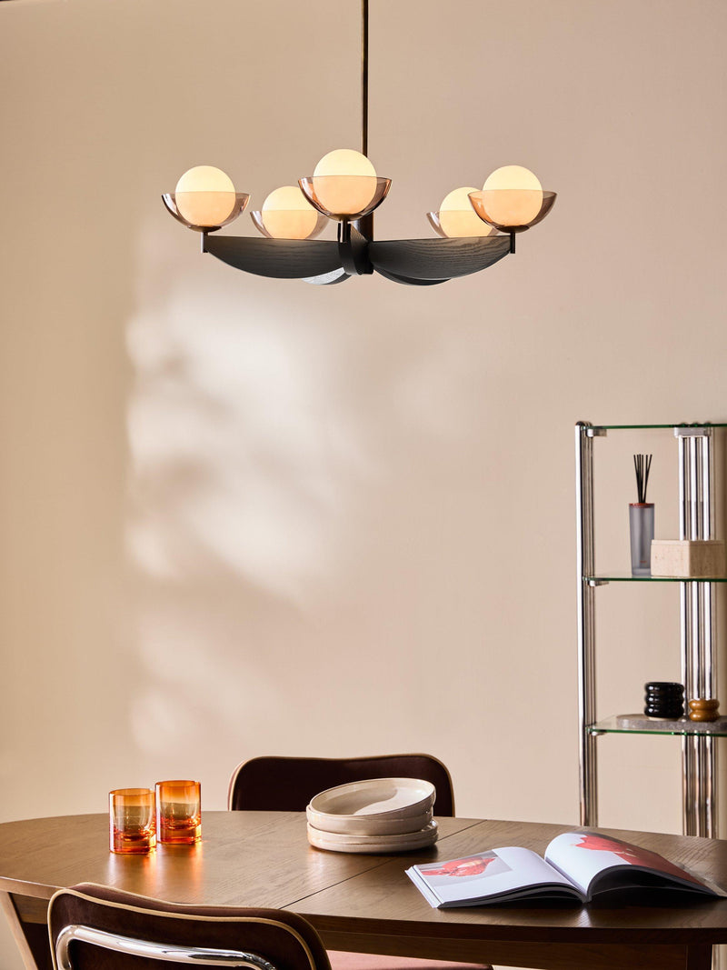 MADE Layla five-arm pendant ceiling light black (British brand)