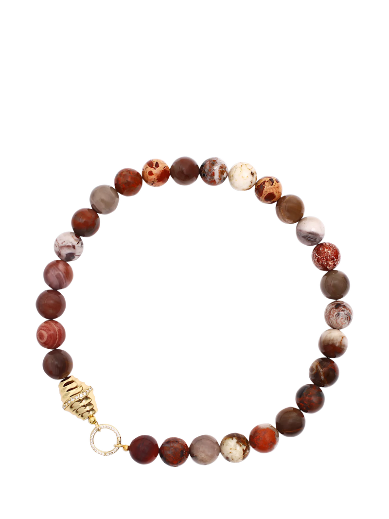 By Alona Joni Beaded Shell Necklace, Gold Jade