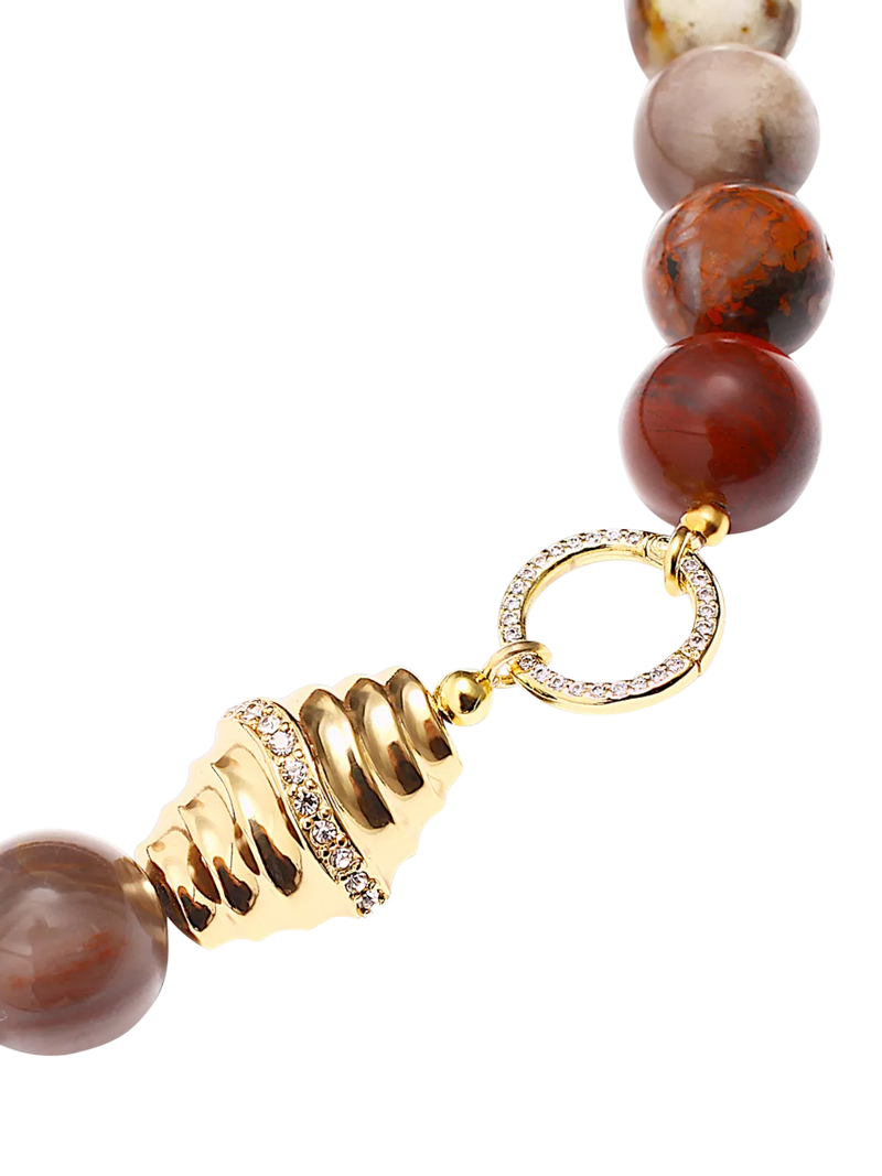 By Alona Joni beaded shell necklace gold jade - British product