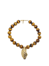 John Lewis By Alona Orbit Beaded Shell Necklace, Tigers Eye Gold, 43cm- Buy online at McGrocer