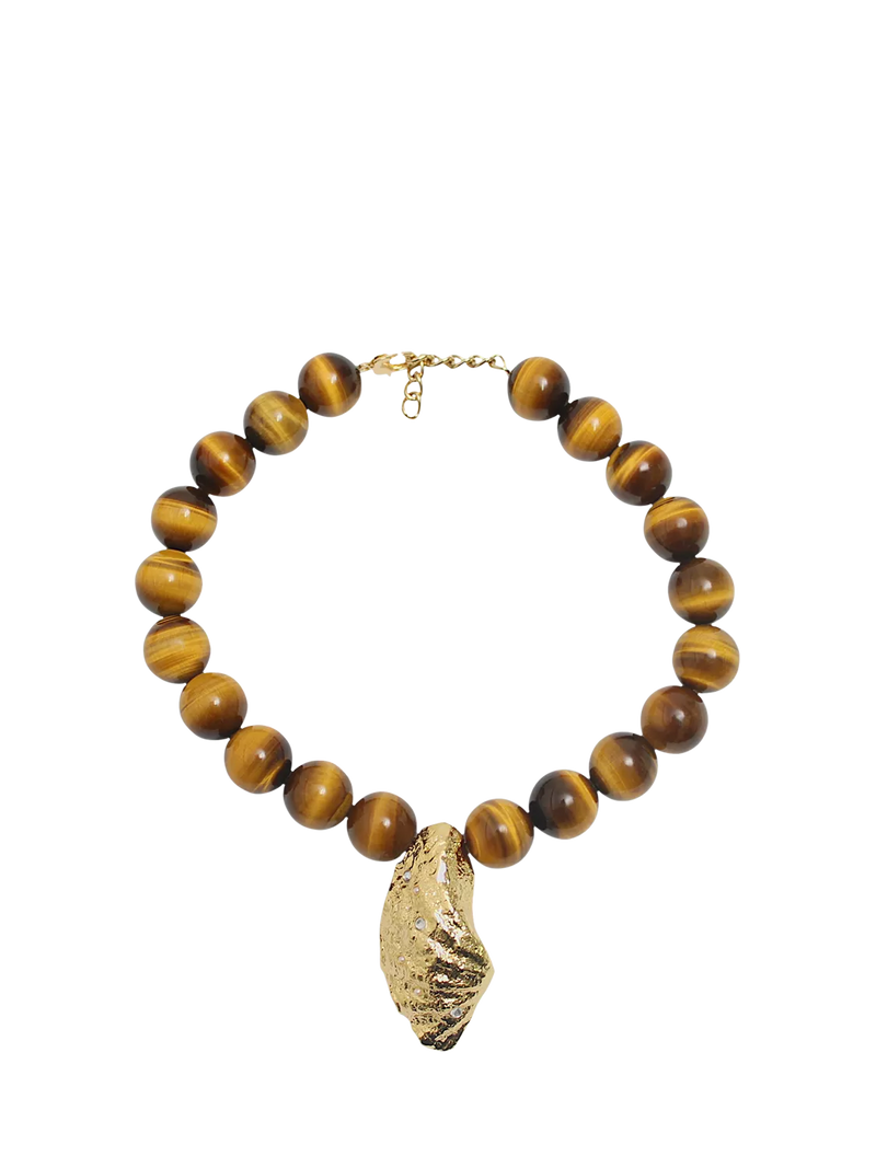 By Alona Tiger's Eye gold beaded necklace 43cm (British brand)