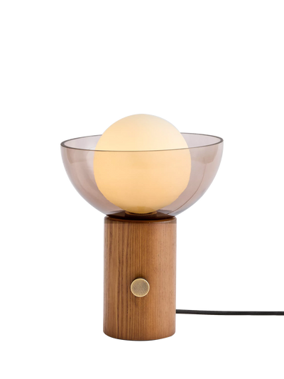 John Lewis MADE Layla Glass Orb Table Lamp, Walnut- Buy online at McGrocer