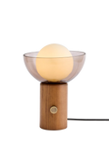 MADE Layla glass orb table lamp walnut, imported from the UK