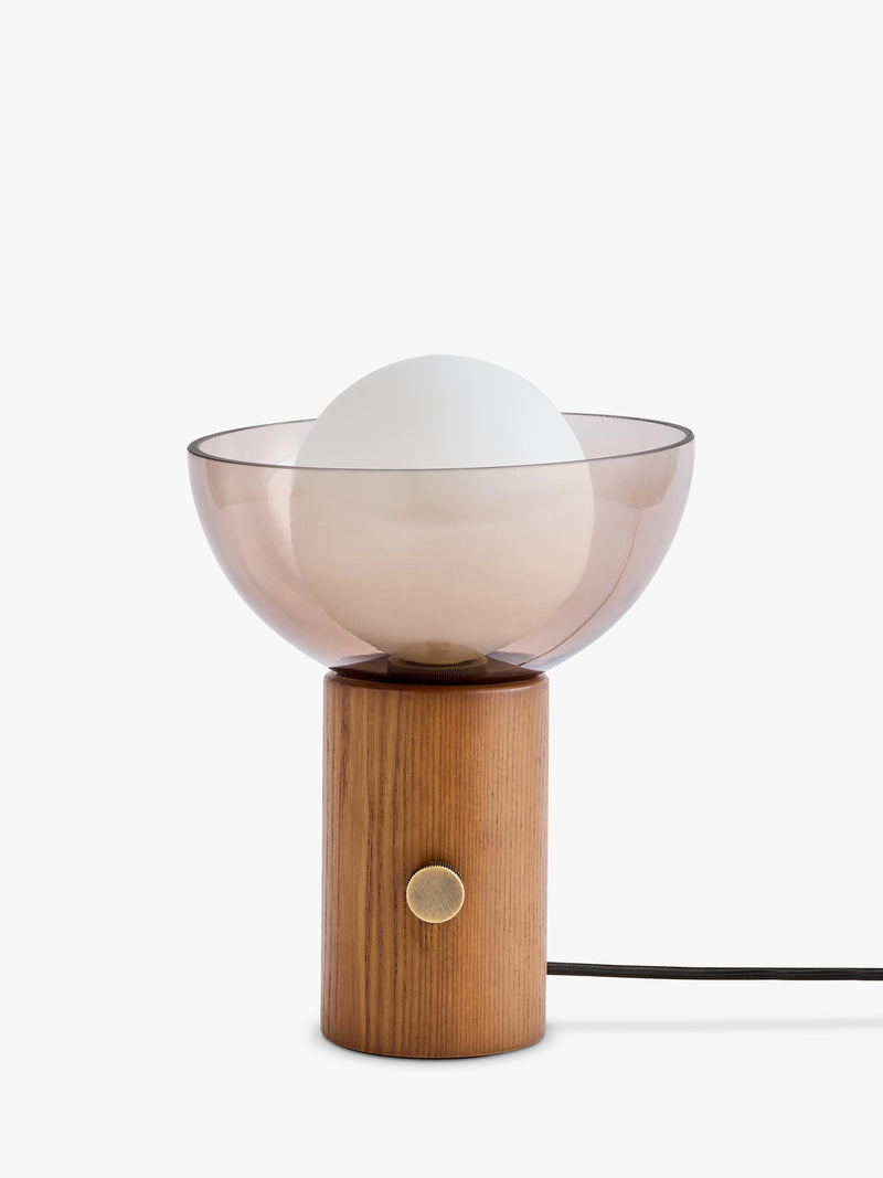 MADE Layla glass orb table lamp walnut, imported from the UK