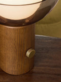 MADE Layla glass orb table lamp walnut, imported from the UK