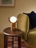 MADE Layla glass orb table lamp walnut, imported from the UK