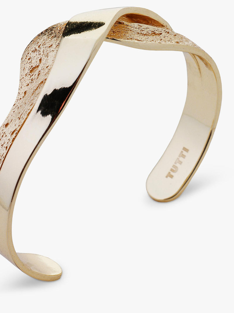 TUTTI gold plated open twist bangle - British product