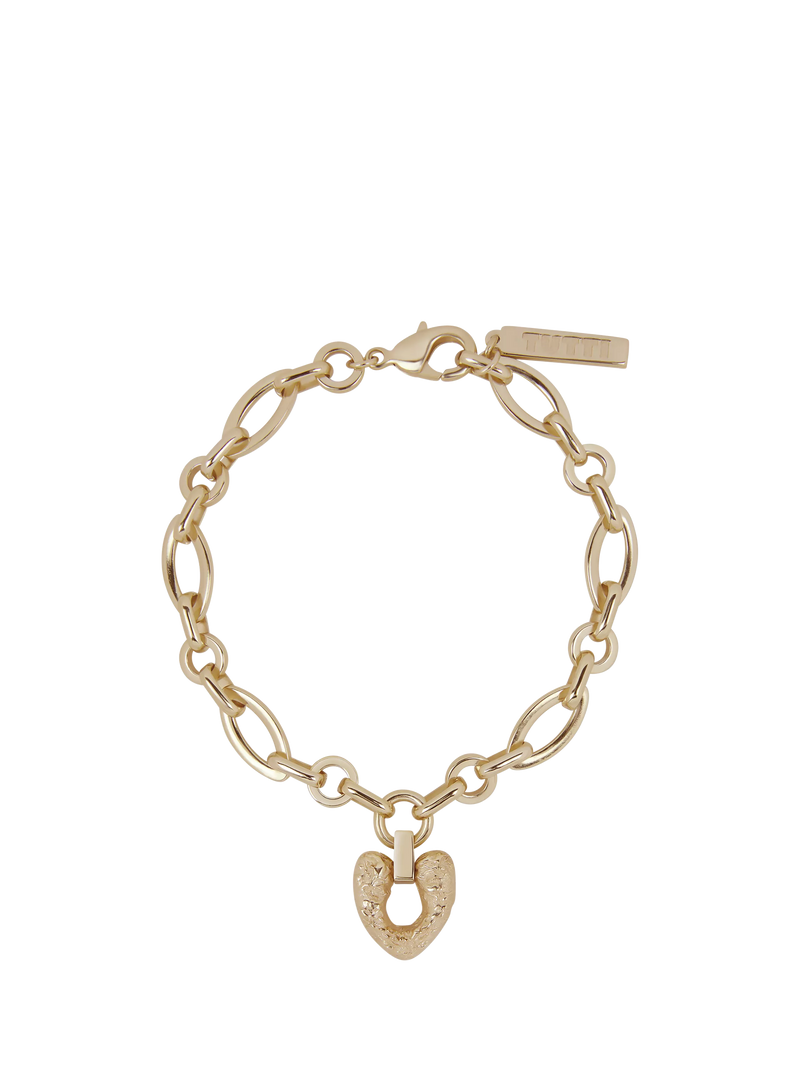 TUTTI gold chunky chain heart bracelet with adjustable length, UK version