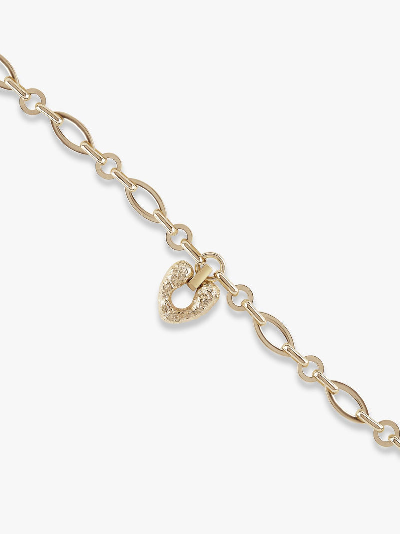 TUTTI gold chunky chain heart bracelet with adjustable length, UK version