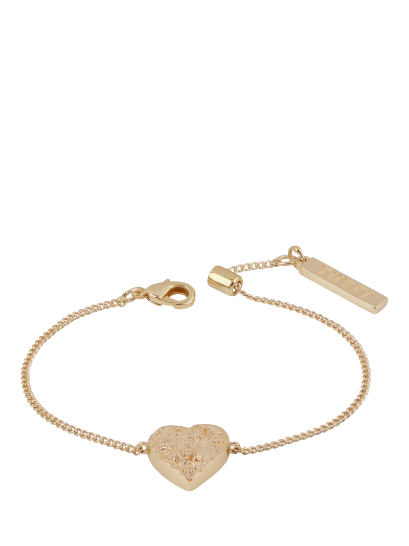 TUTTI heart pendant bracelet gold plated recycled brass, UK version