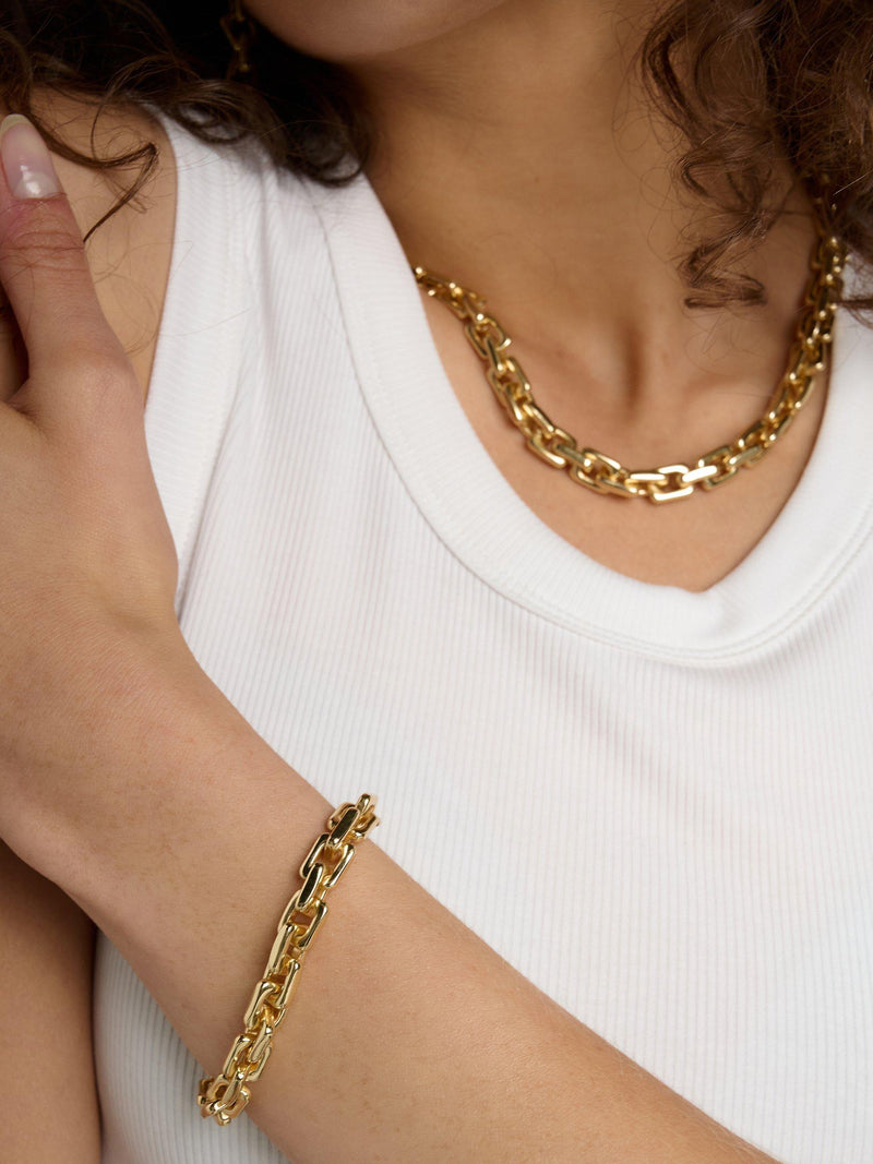TUTTI square link chain bracelet gold - British product