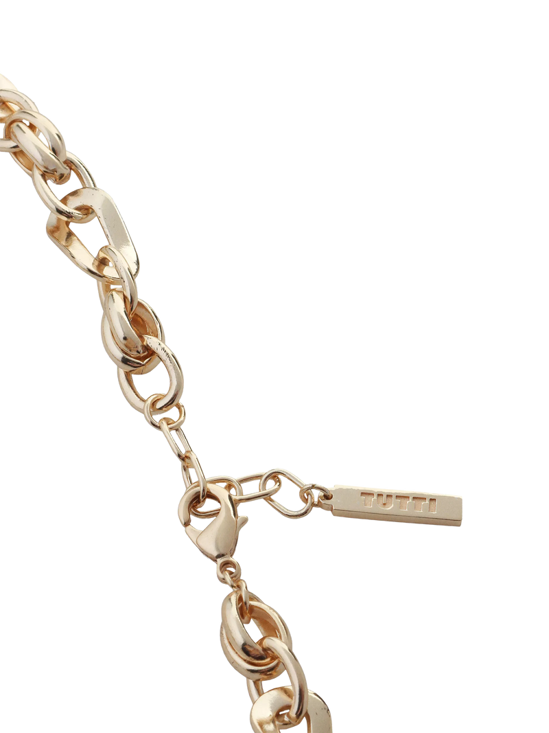 TUTTI gold flat waved chain necklace with adjustable length (British brand)