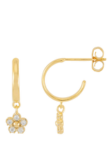 John Lewis Estella Bartlett Cubic Zirconia Flower Drop Hoop Earrings, Gold- Buy online at McGrocer