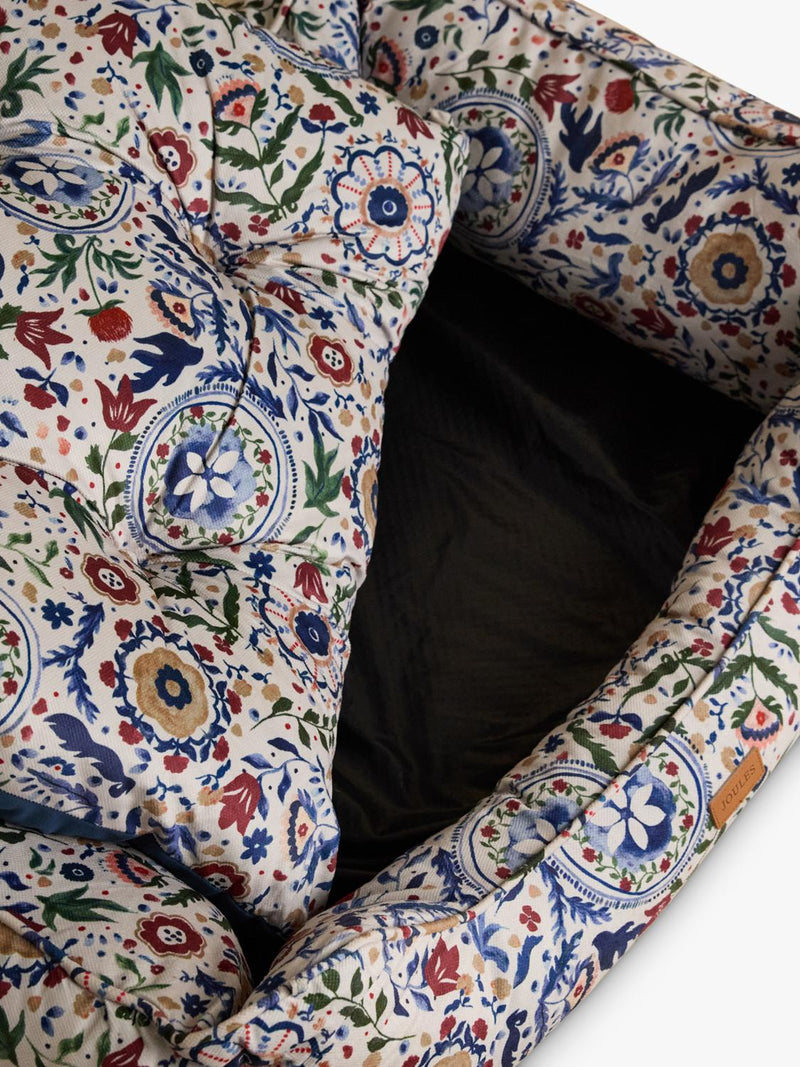 Joules floral pet bed with reversible cushion, UK version