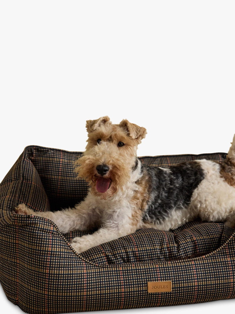 Joules Henson Check pet bed with padded sides, UK version