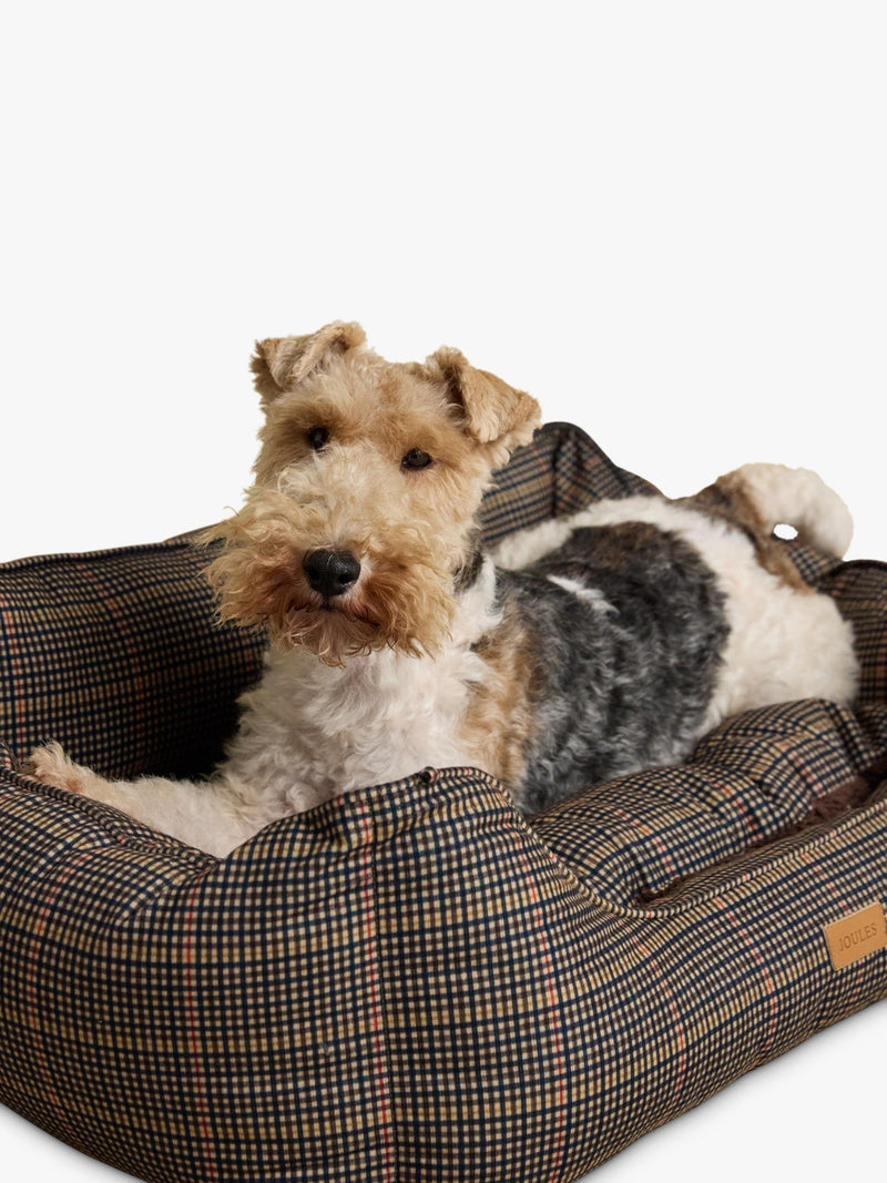 Joules Henson Check pet bed with padded sides, UK version