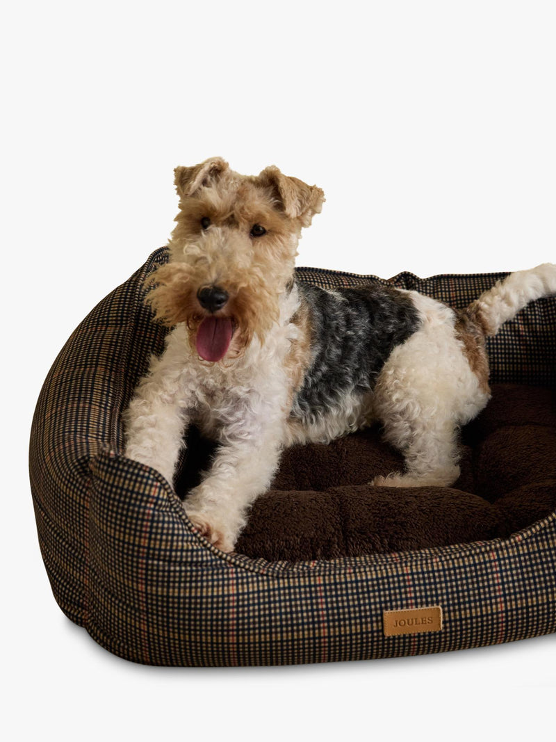 Joules Henson Check pet bed with padded sides, UK version