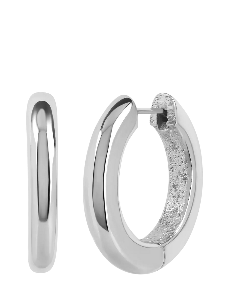 TUTTI silver hoop earrings with textured inner - British product