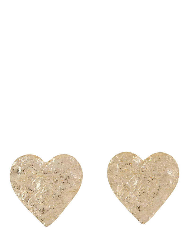 TUTTI gold plated flat heart stud earrings, UK version