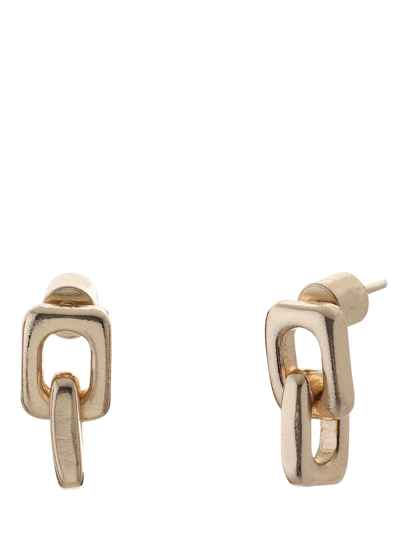 TUTTI soft square double drop earrings in gold, imported from the UK