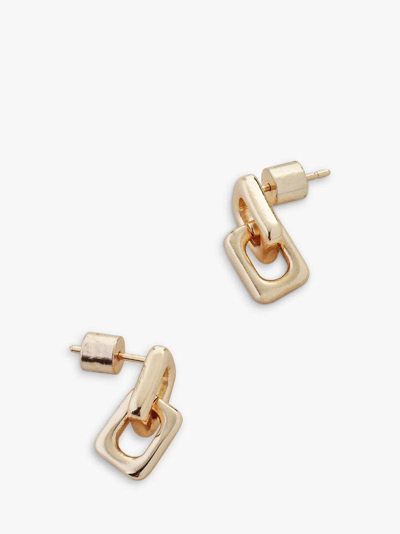 TUTTI soft square double drop earrings in gold, imported from the UK
