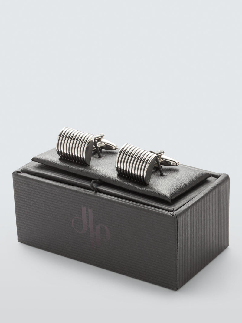 John Lewis ribbed dome cufflinks silver - British product